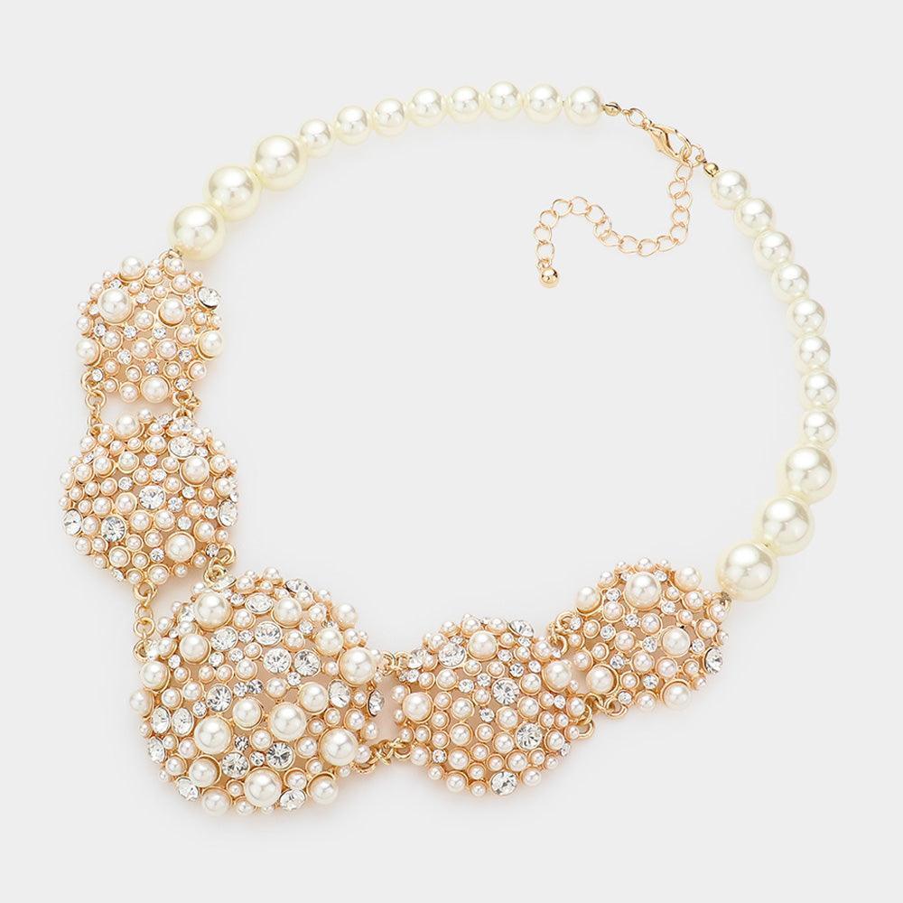 Cream Crystal Pearl Bubble Cluster Necklace - Jewelry Store by Erik Rayo