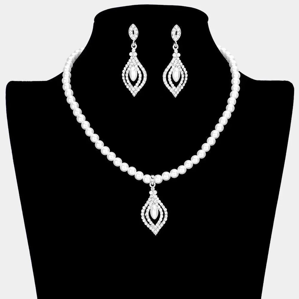 White Marquise Pearl Pointed Pendant Necklace - Jewelry Store by Erik Rayo