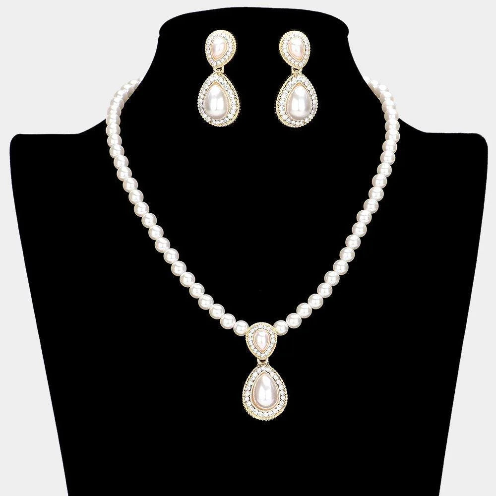 Cream Teardrop Pearl Pointed Pendant Necklace - Jewelry Store by Erik Rayo