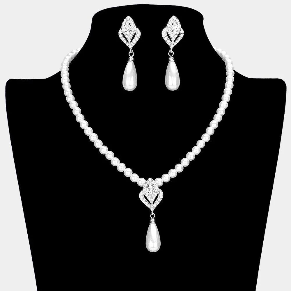 White Teardrop Pearl Pointed Pendant Necklace - Jewelry Store by Erik Rayo
