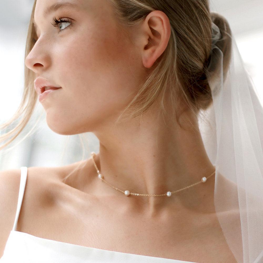 Gold Pearl Station Necklace - Jewelry Store by Erik Rayo