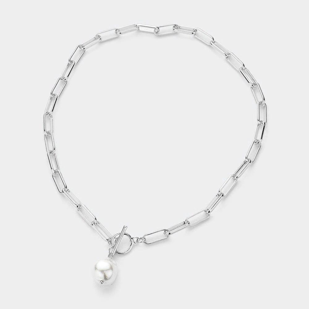 Pearl Pendant Toggle Necklace - Jewelry Store by Erik Rayo