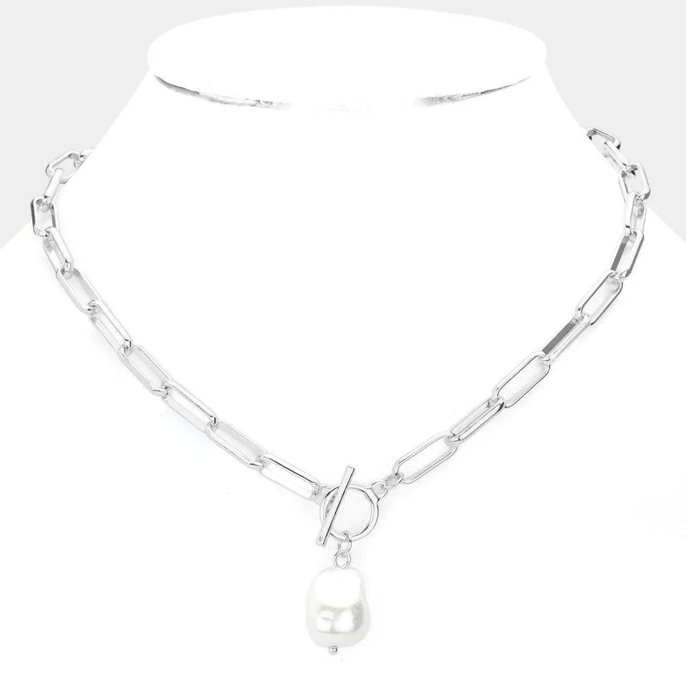 Pearl Pendant Toggle Necklace - Jewelry Store by Erik Rayo