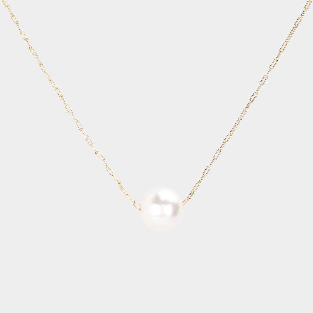 Gold Pearl Pendant Necklace