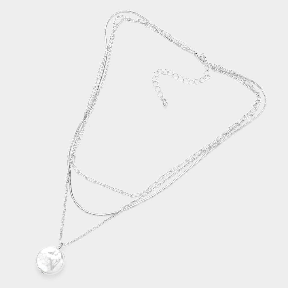 Pearl Pendant Triple Layered Necklace - Jewelry Store by Erik Rayo