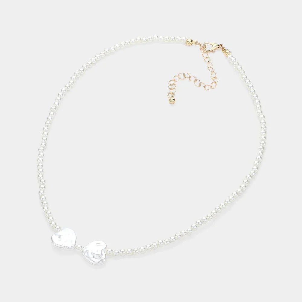 Cream Pearl Heart Pointed Necklace - Jewelry Store by Erik Rayo