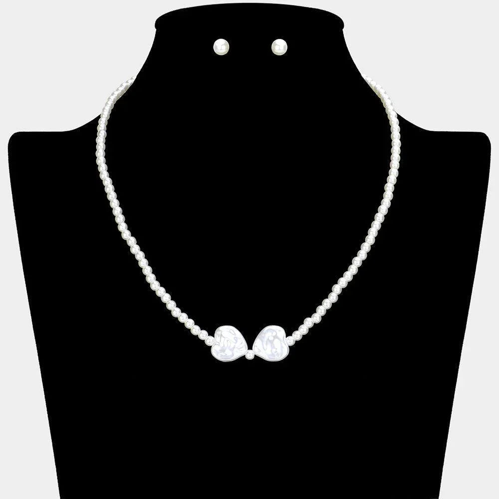 Cream Pearl Heart Pointed Necklace - Jewelry Store by Erik Rayo
