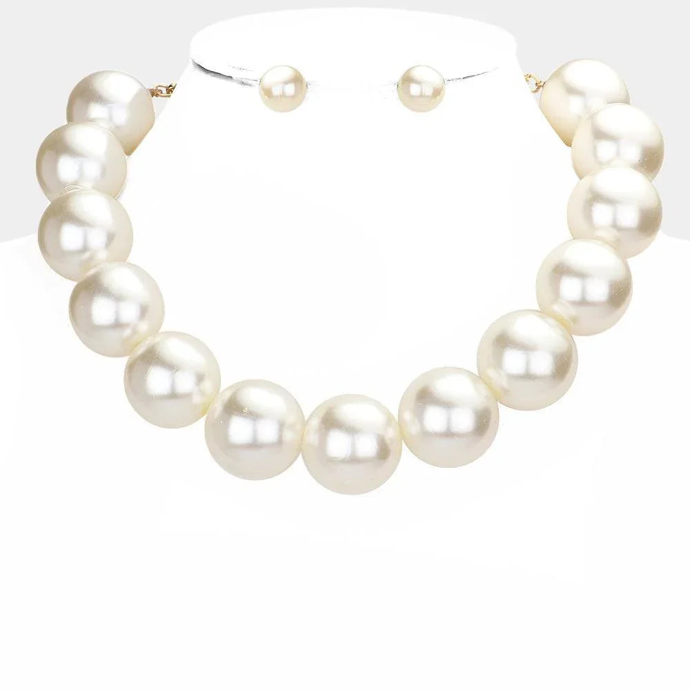 Gold Chunky Pearl Ball Necklace - Jewelry Store by Erik Rayo