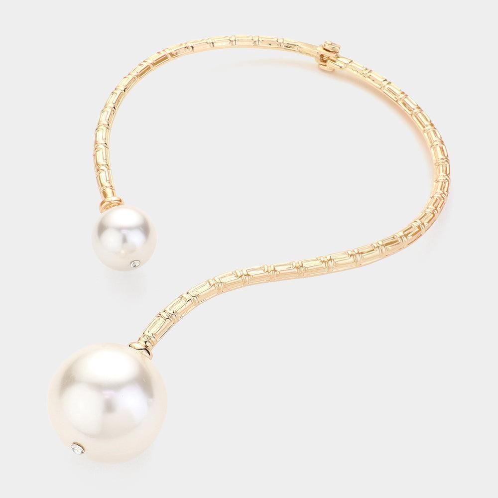 Cream Oversized Pearl Ball Tip Choker Necklace - Jewelry Store by Erik Rayo