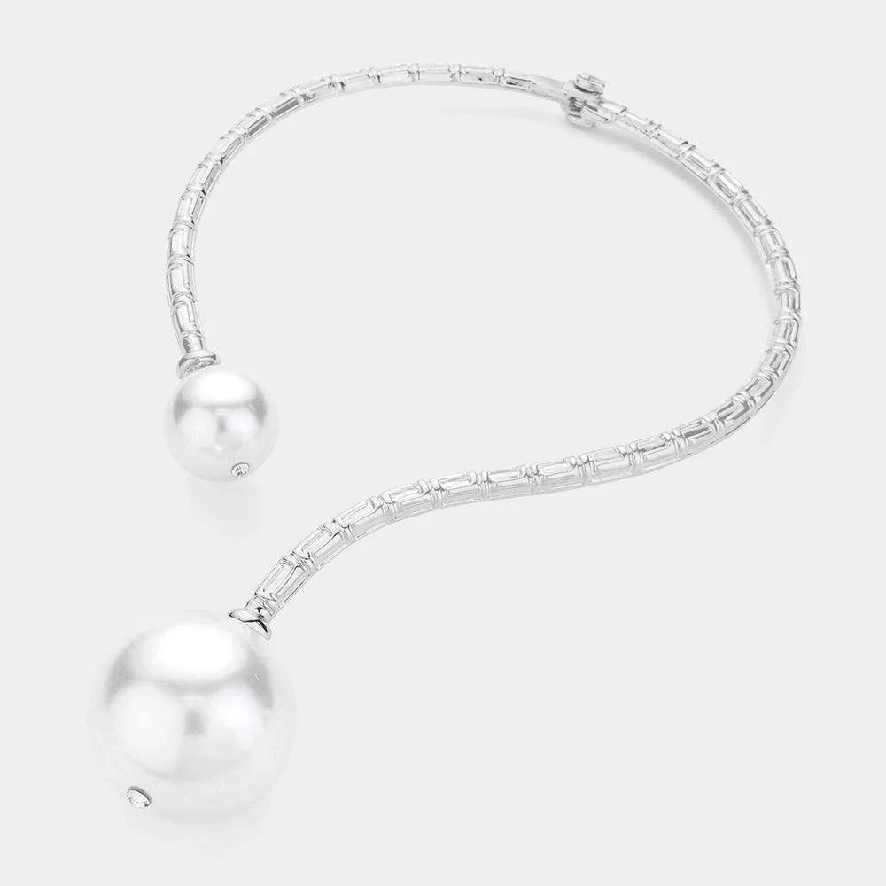 White Oversized Pearl Ball Tip Choker Necklace - Jewelry Store by Erik Rayo