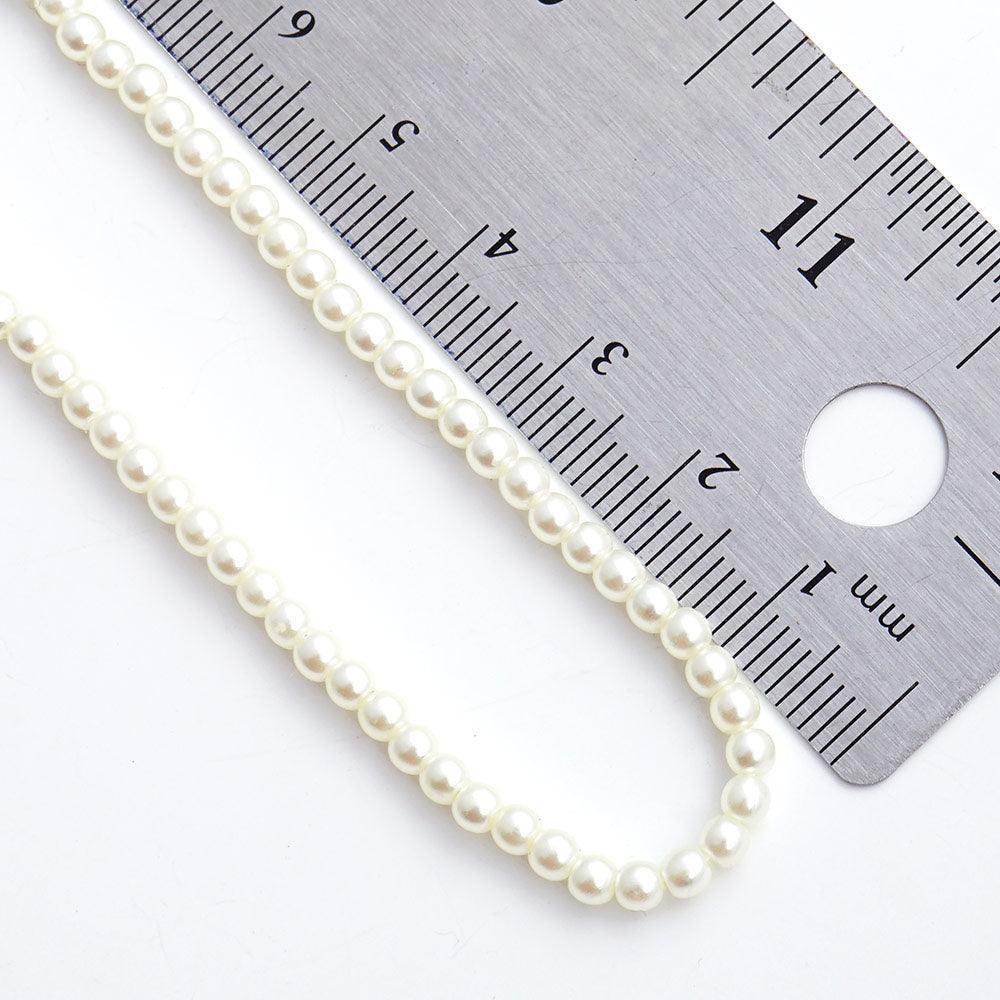 Cream Gold Dipped Brass Metal 3mm Pearl Necklace - Jewelry Store by Erik Rayo
