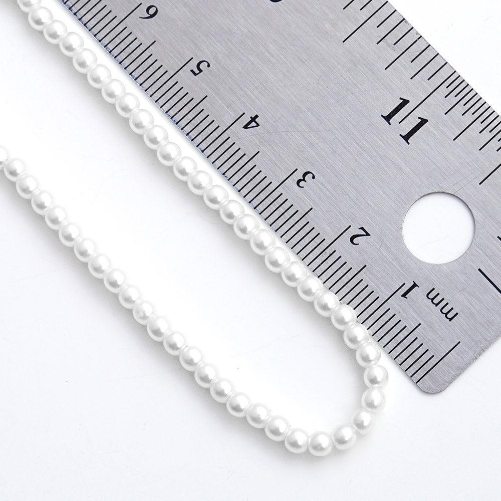 White White Gold Dipped Brass Metal 3mm Pearl Necklace