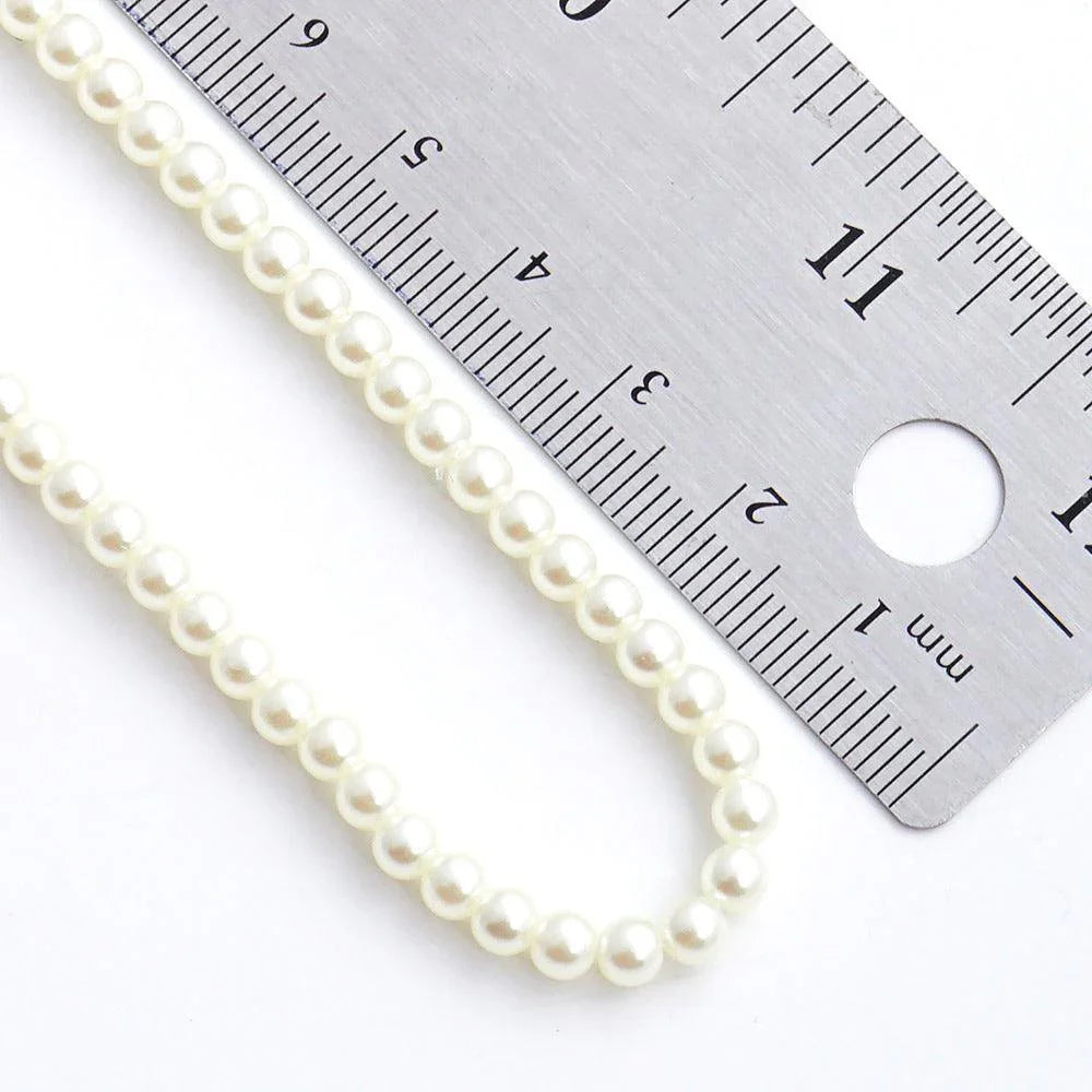 Cream Gold Dipped Brass Metal 4mm Pearl Necklace - Jewelry Store by Erik Rayo