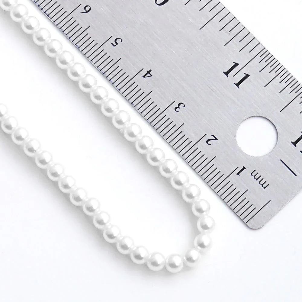White White Gold Dipped Brass Metal 4mm Pearl Necklace - Jewelry Store by Erik Rayo