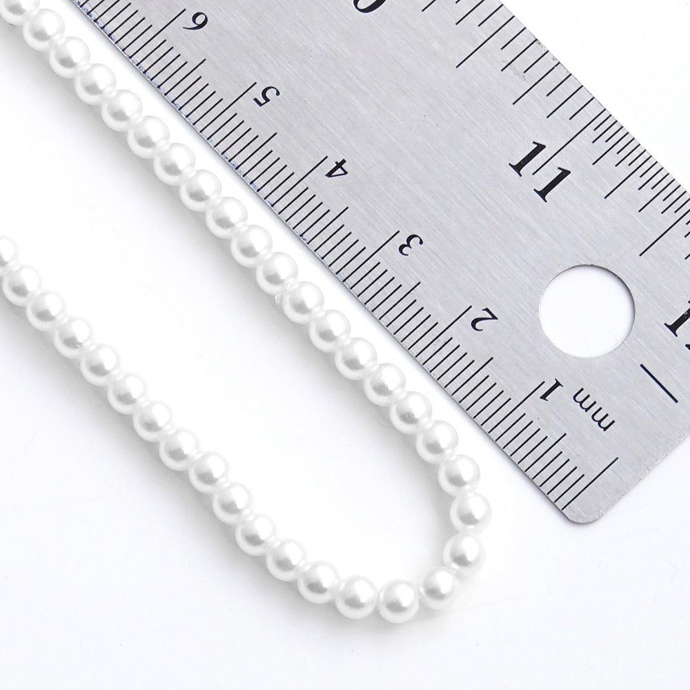 White White Gold Dipped Brass Metal 4mm Pearl Necklace