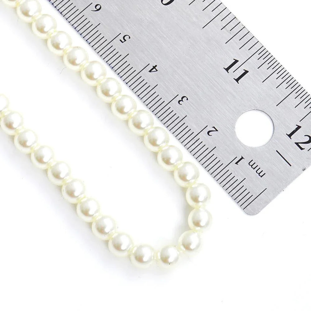 Cream Gold Dipped Brass Metal 6mm Pearl Necklace - Jewelry Store by Erik Rayo
