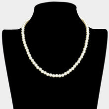 Load image into Gallery viewer, Cream Gold Dipped Brass Metal 6mm Pearl Necklace
