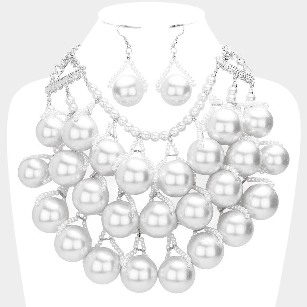 White Pearl Statement Necklace