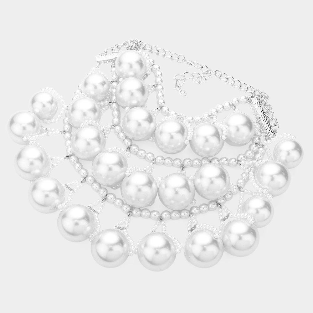 White Pearl Statement Necklace