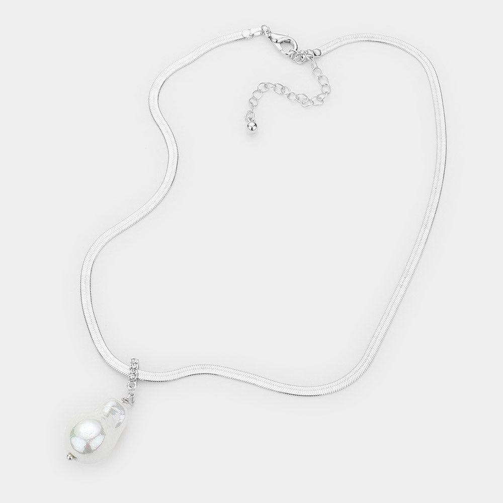 Silver Freshwater Pearl Pendant Necklace - Jewelry Store by Erik Rayo