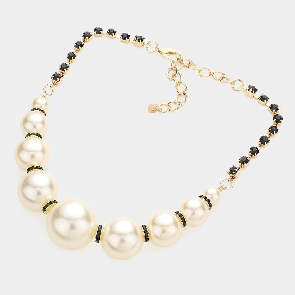Cream Multi Sized Pearl Round Stone Necklace - Jewelry Store by Erik Rayo