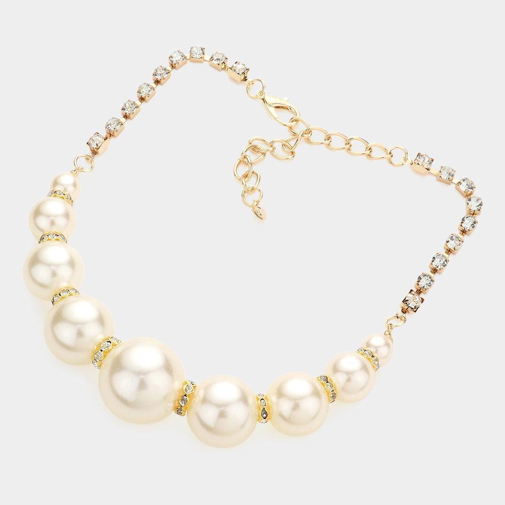 Cream Multi Sized Pearl Round Stone Necklace - Jewelry Store by Erik Rayo