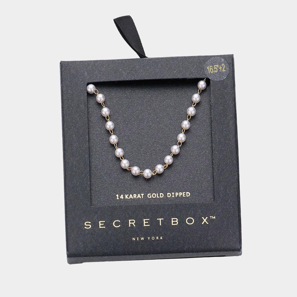14K Gold Dipped Pearl Station Necklace - Jewelry Store by Erik Rayo