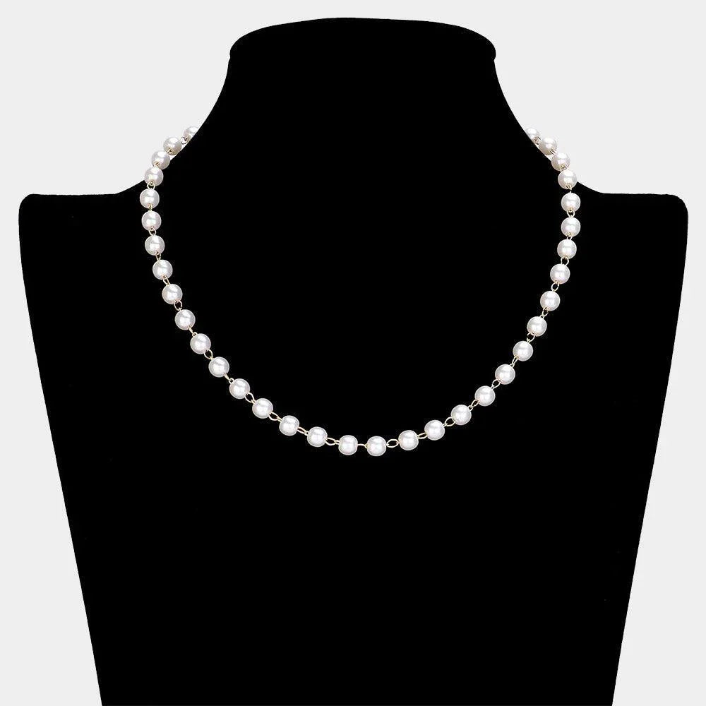 14K Gold Dipped Pearl Station Necklace - Jewelry Store by Erik Rayo