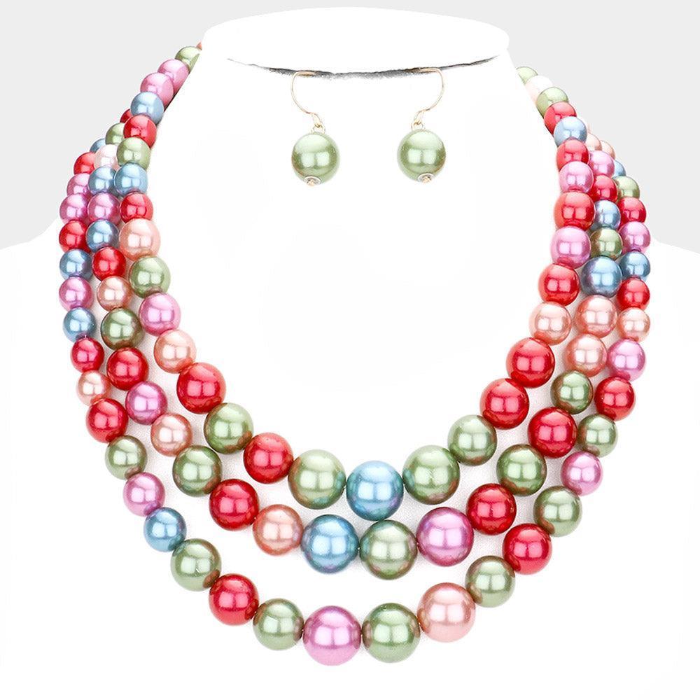 3 Rows Strand Pearl Necklace - Jewelry Store by Erik Rayo