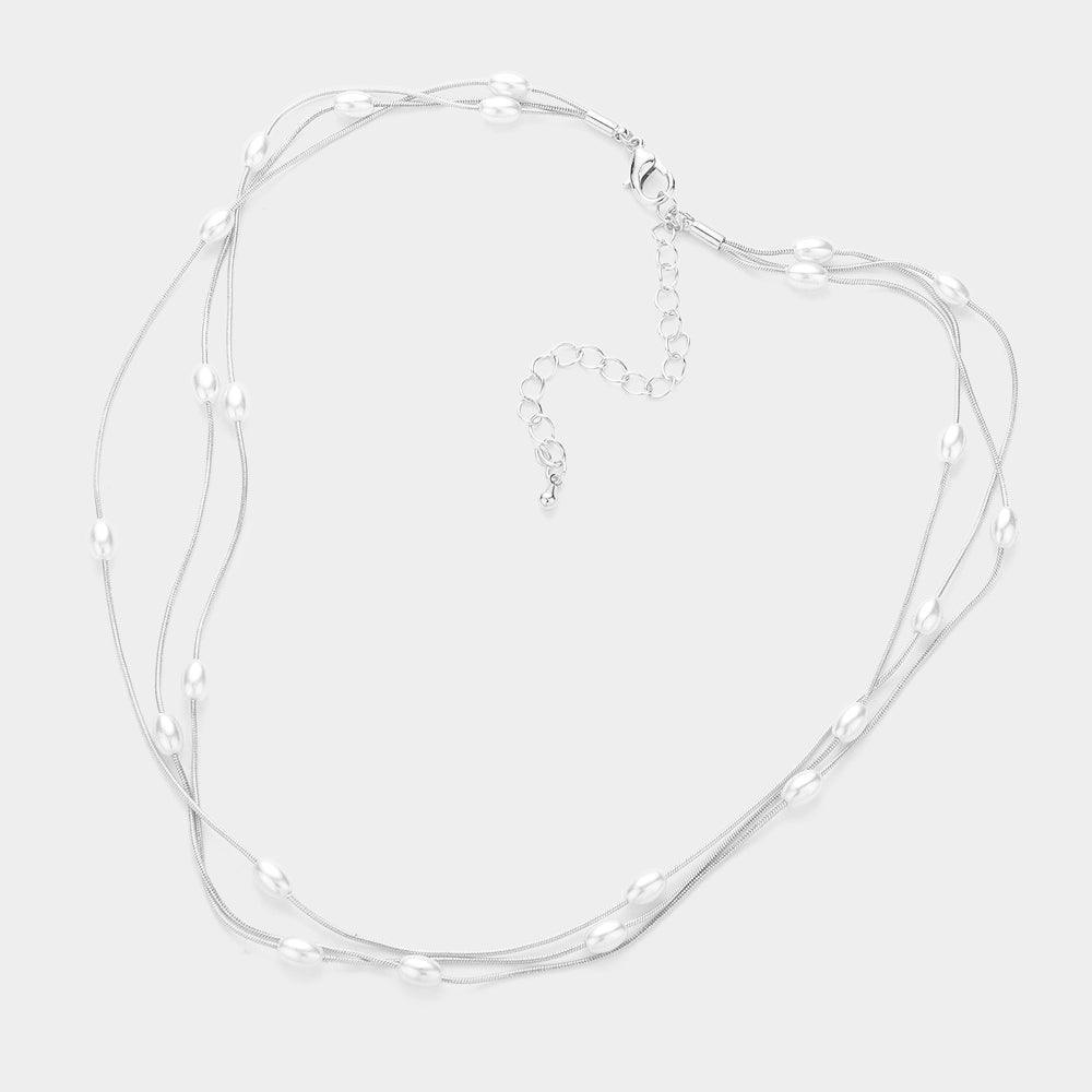 Pearl Station Triple Layered Necklace - Jewelry Store by Erik Rayo