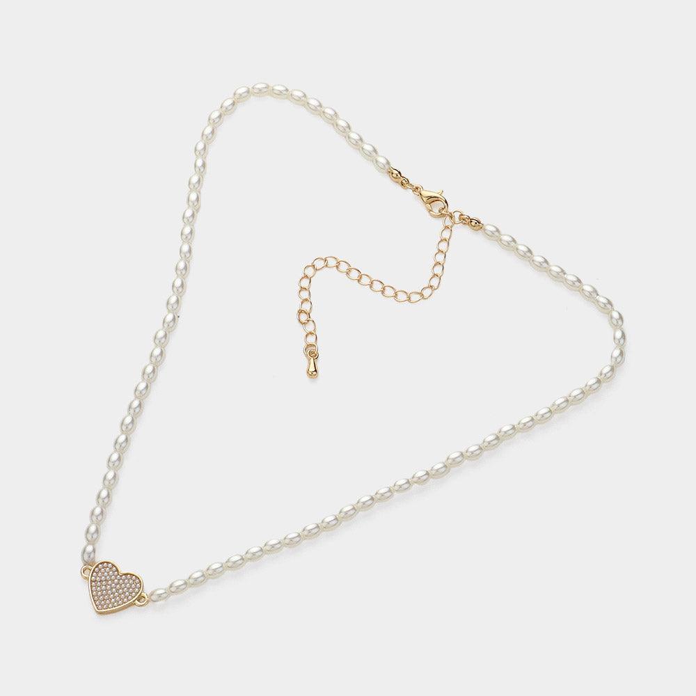 Cream Pearl Heart Pendant Necklace - Jewelry Store by Erik Rayo