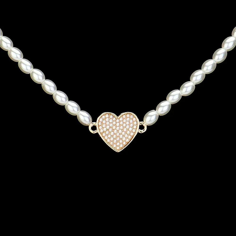 Cream Pearl Heart Pendant Necklace - Jewelry Store by Erik Rayo