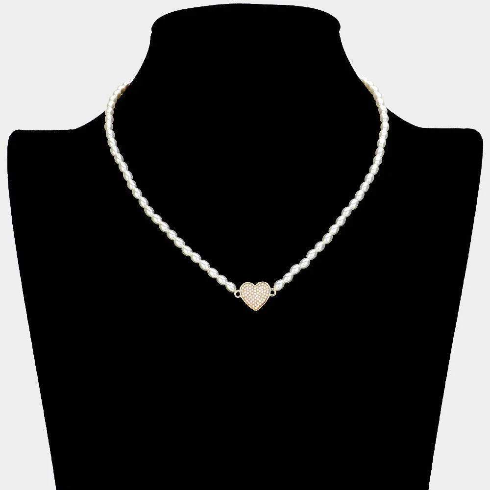 Cream Pearl Heart Pendant Necklace - Jewelry Store by Erik Rayo