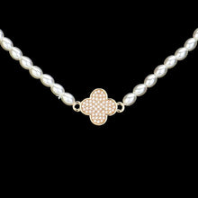 Load image into Gallery viewer, Cream Pearl Quatrefoil Pendant Necklace
