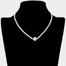 Load image into Gallery viewer, Cream Pearl Quatrefoil Pendant Necklace
