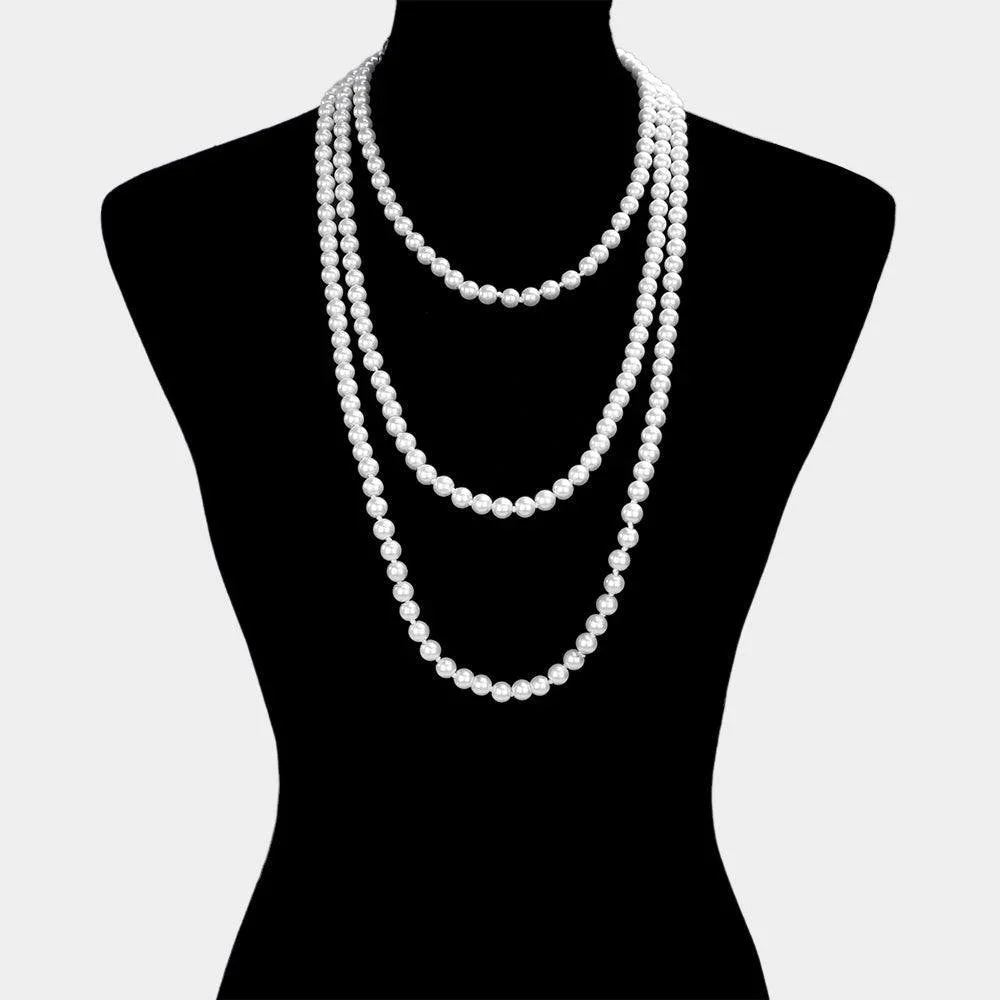 White Pearl Long Necklace - Jewelry Store by Erik Rayo