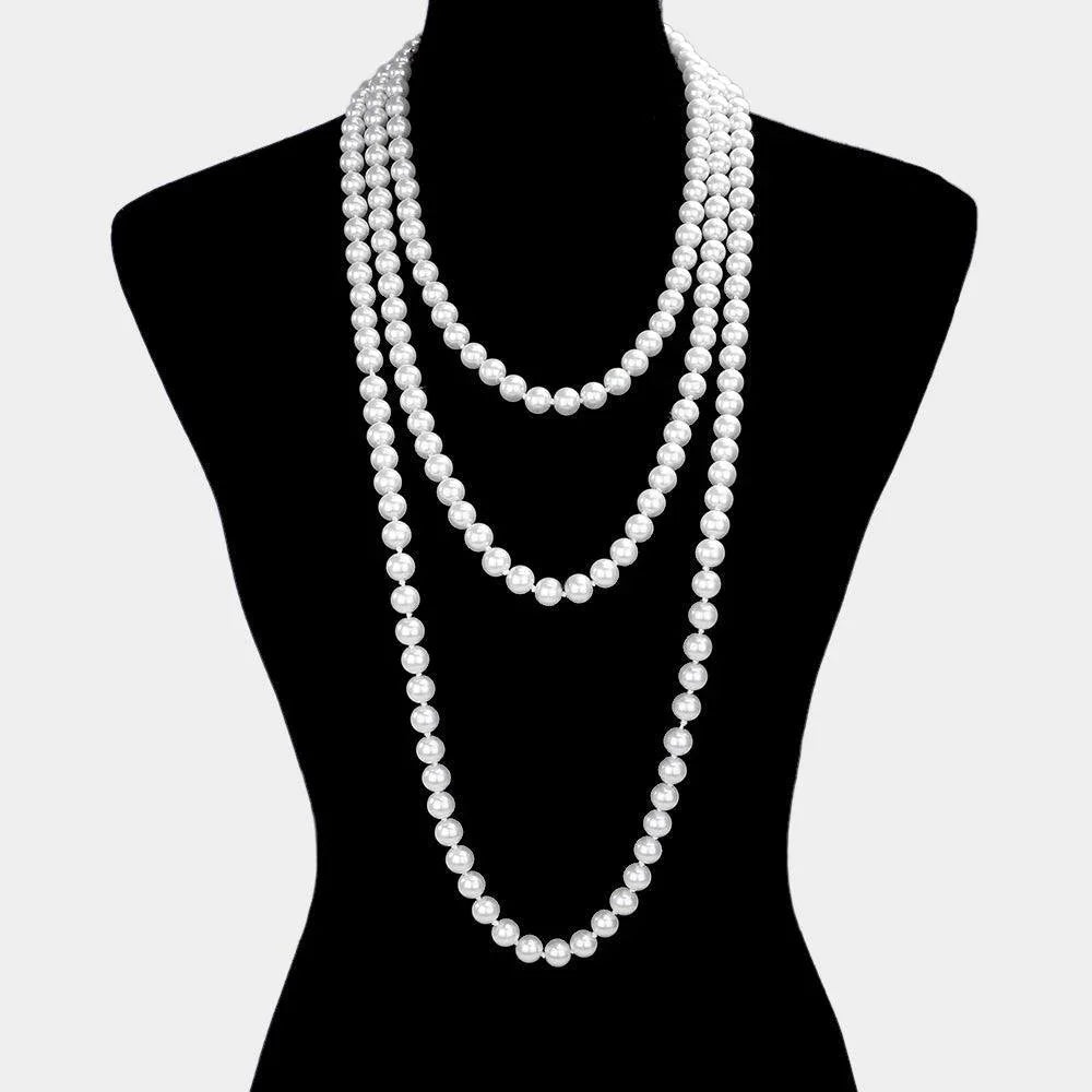 White Pearl Long Necklace - Jewelry Store by Erik Rayo