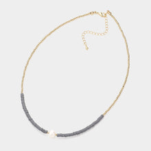 Load image into Gallery viewer, Silver Freshwater Pearl Accented Metal Ball Heishi Beaded Necklace
