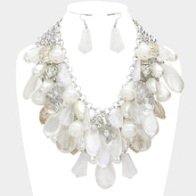 Load image into Gallery viewer, White Pearl Lucite Teardrop Cluster Vine Necklace
