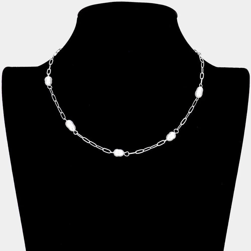 Freshwater Pearl Station Necklace - Jewelry Store by Erik Rayo
