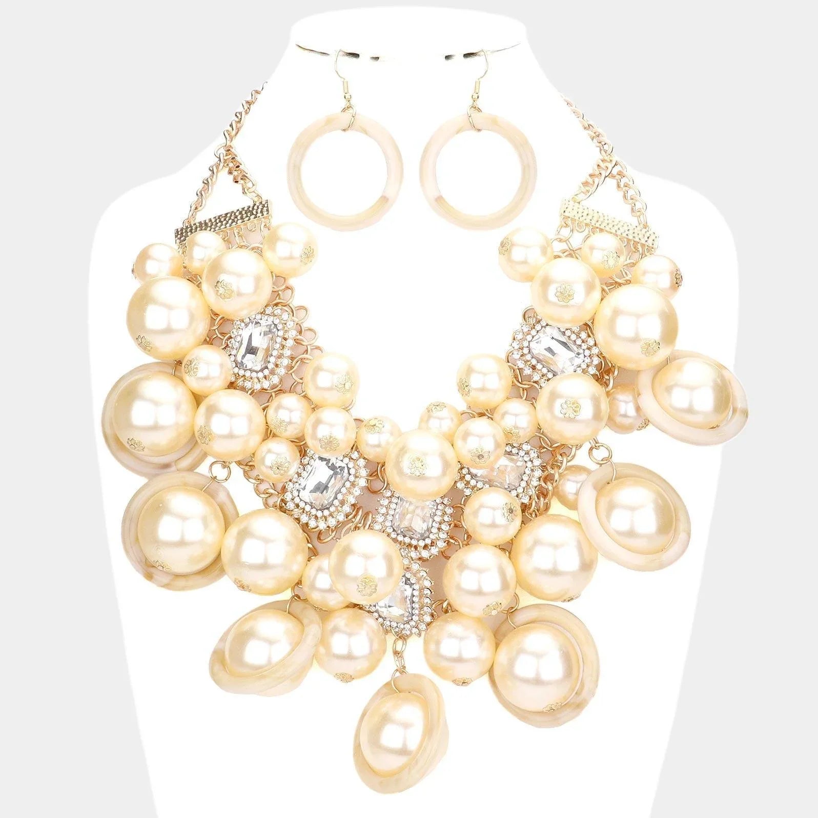 Cream Pearl Cluster Statement Necklace - Jewelry Store by Erik Rayo