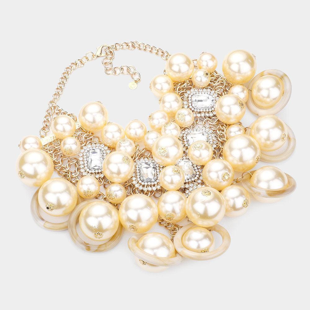 Cream Pearl Cluster Statement Necklace - Jewelry Store by Erik Rayo