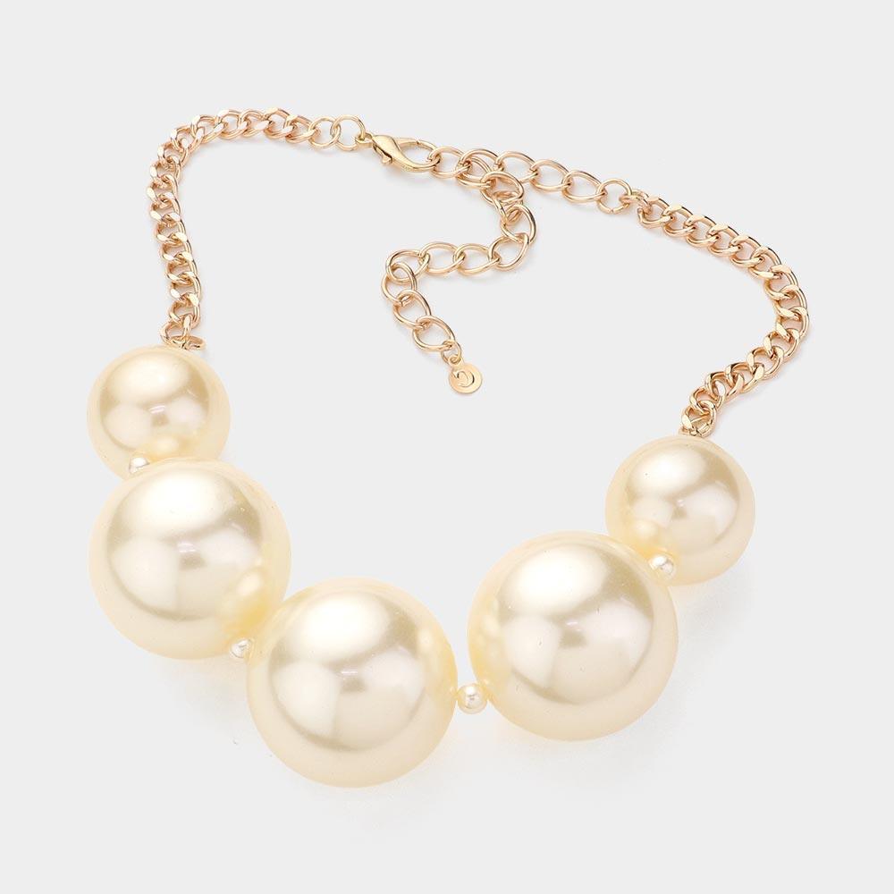 Cream Chunky Pearl Statement Necklace