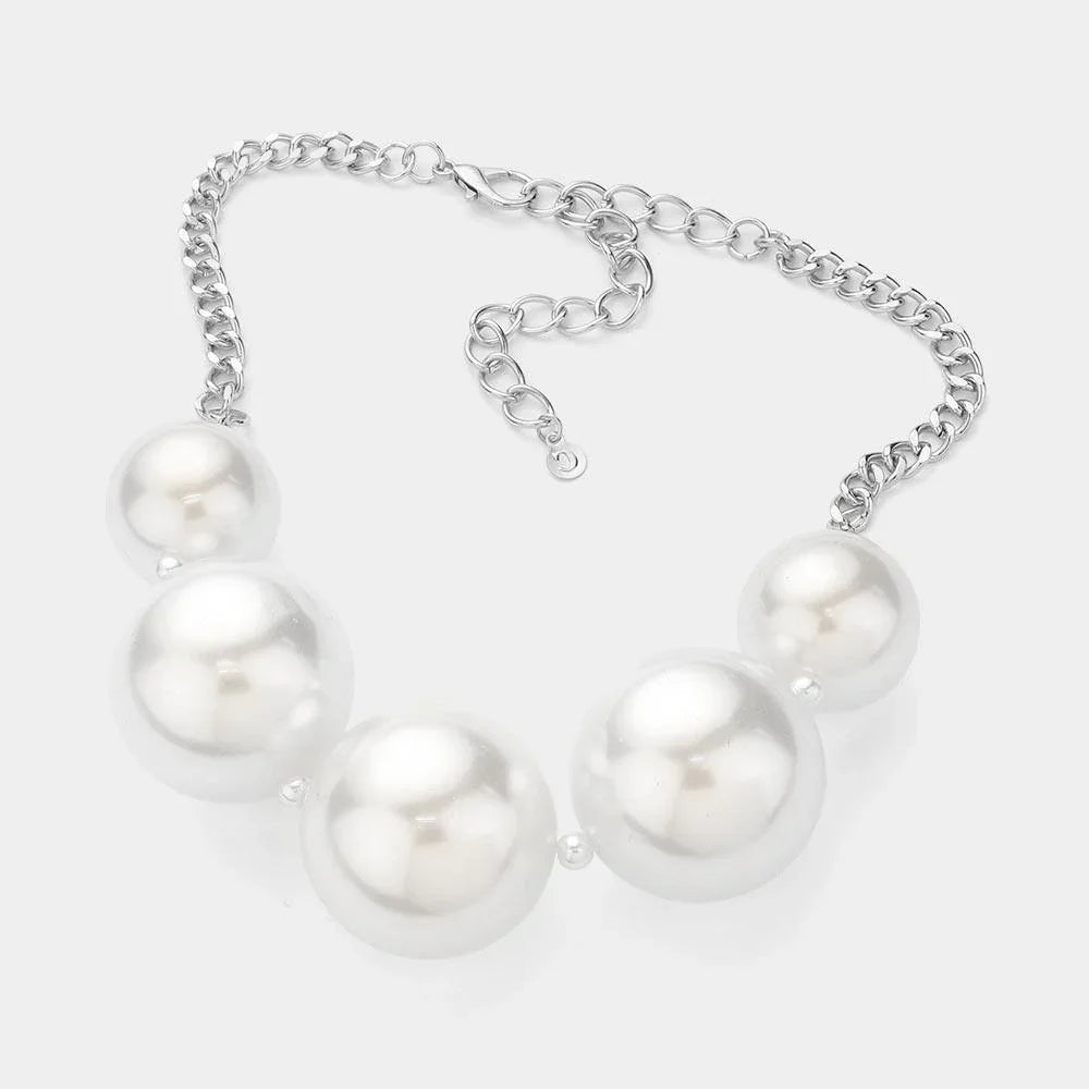 White Chunky Pearl Statement Necklace - Jewelry Store by Erik Rayo