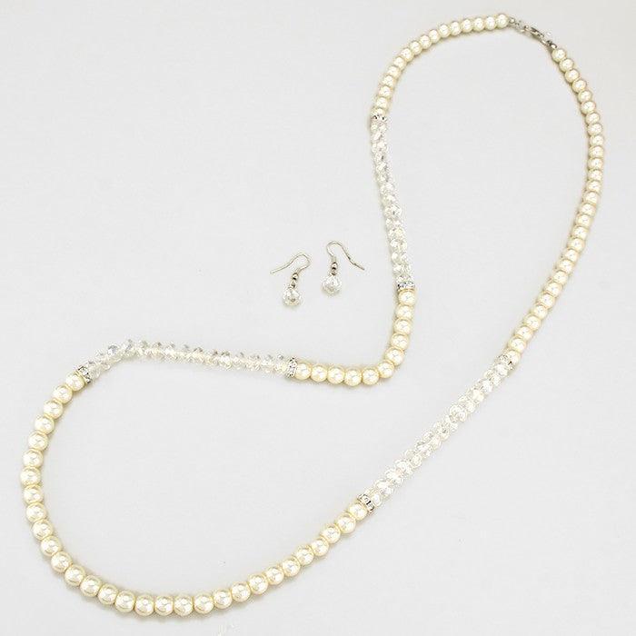 Cream Stone Accented Pearl Necklace - Jewelry Store by Erik Rayo
