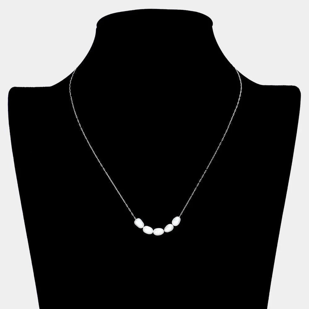 Cream Pearl Pointed Stainless Steel Necklace - Jewelry Store by Erik Rayo