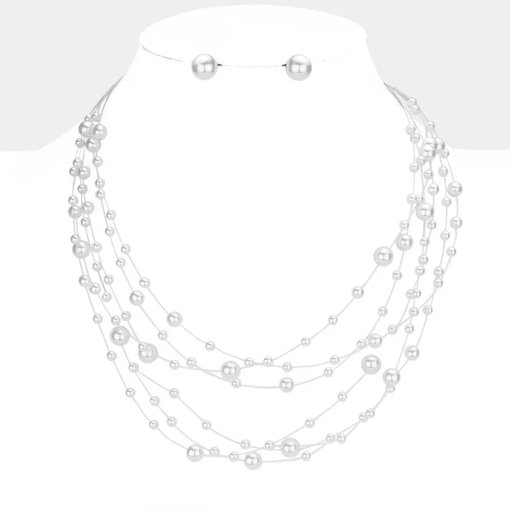 White Galactic Pearl Collar Necklace - Jewelry Store by Erik Rayo