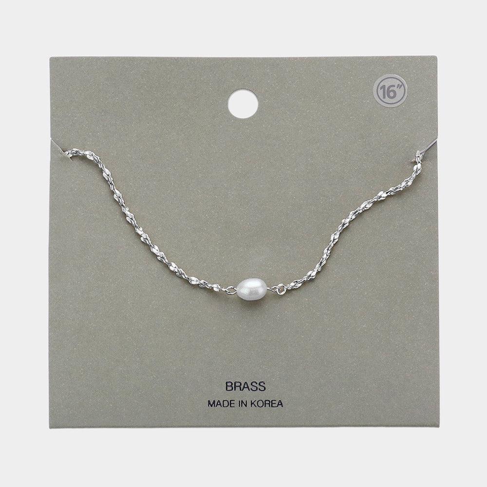 Brass Metal Pearl Pendant Necklace - Jewelry Store by Erik Rayo