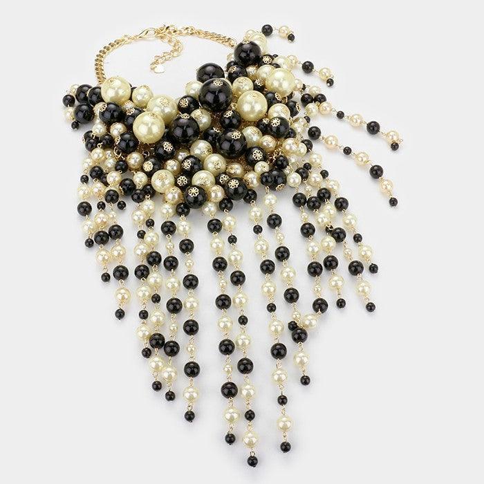 Cream Pearl strand fringe bib necklace - Jewelry Store by Erik Rayo