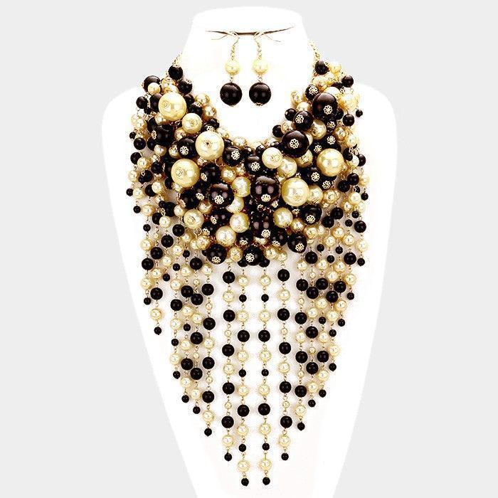 Cream Pearl strand fringe bib necklace - Jewelry Store by Erik Rayo